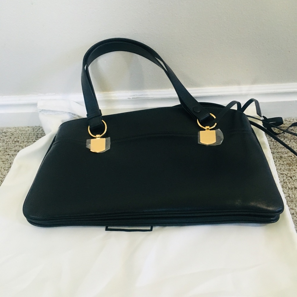 New Authentic Gucci Large GG Leather Top Handle Bag Black Gold - Picture 10 of 15